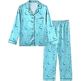 Sylfairy Girls Pajamas Silk PJS Set Satin Sleepwear Long Sleeve Jammies for Kids Button-Down Nightwear Loungewear 3-16 Years