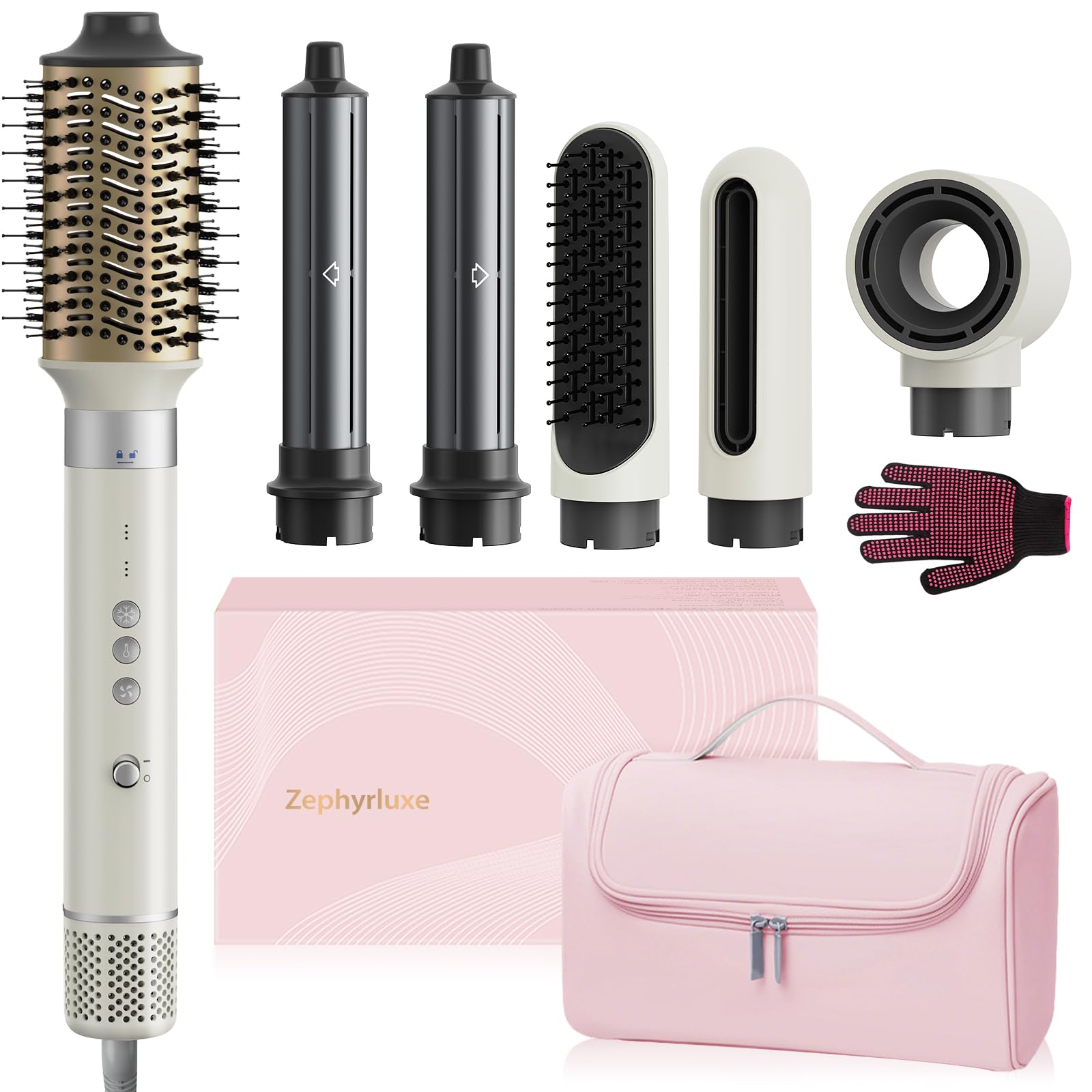 Photo 1 of 6 in 1 Hair Styler, High Speed Ionic Hair Dryer with Auto-Wrap Curlers, Blow Dryer Oval Brush & Volumizer, Hot Air Styler for Fast Drying,Curling, Smoothing & Volume, Hair Curler with Travel Case