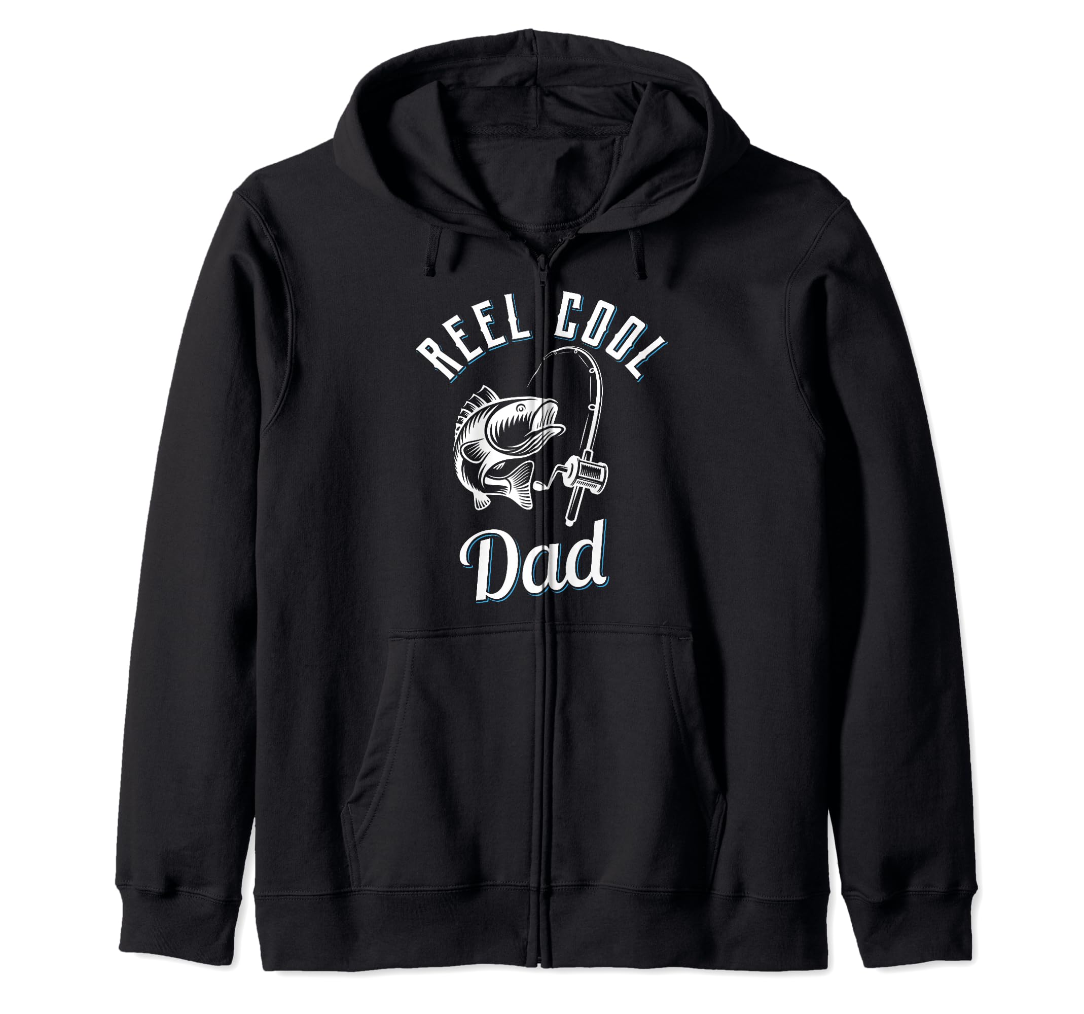 Reel Cool Dad Fathers Day Fishing Pole Rod Reel Fish Outdoor Zip Hoodie