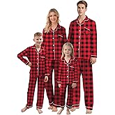 QZH.DUAO Christmas Family Pajamas Matching Sets Silk Satin Long Sleeve Pj Set Sleepwear