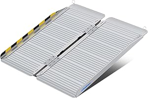 Ruedamann 3 Feet Portable Wheelchair Ramp for Doorways, Non-Slip Aluminum Wheelchair Ramp, Folding Ramp for Home Steps, Threshold Ramp for Wheelchairs, Scooters, Steps, Stairs, Walkers, Pets