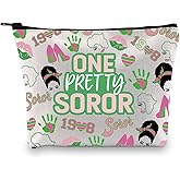 GJTIM Sorority Makeup Bag Paraphernalia Gift Pink and Green Black Greek Sorority Gift One Prettty Soror Zipper Pouch for Soror Black Womens (One Pretty Bag)