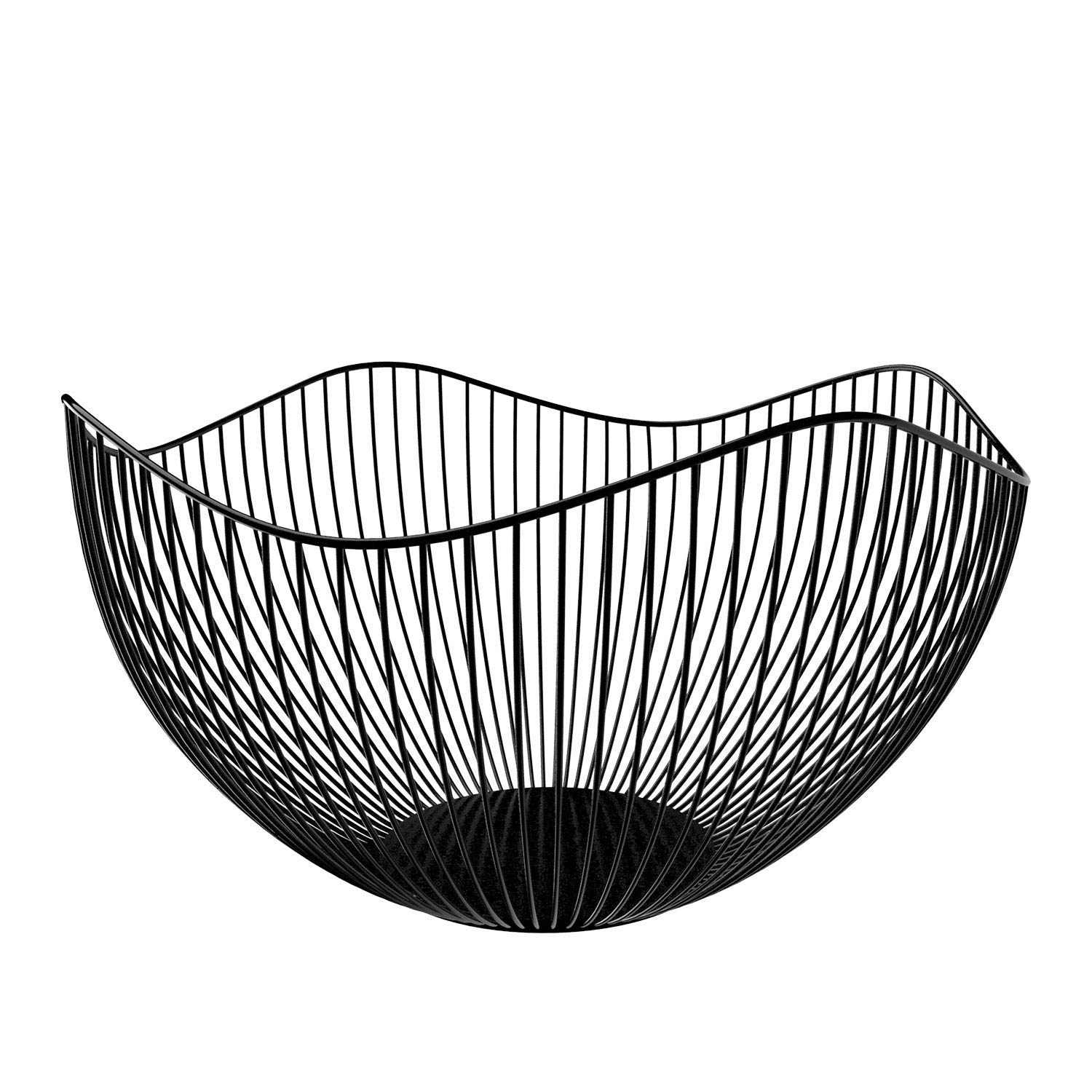 Black Fruit Bowl, 25x14cm Large Wire Fruit Bowl, Metal Black Fruit Basket, Durable