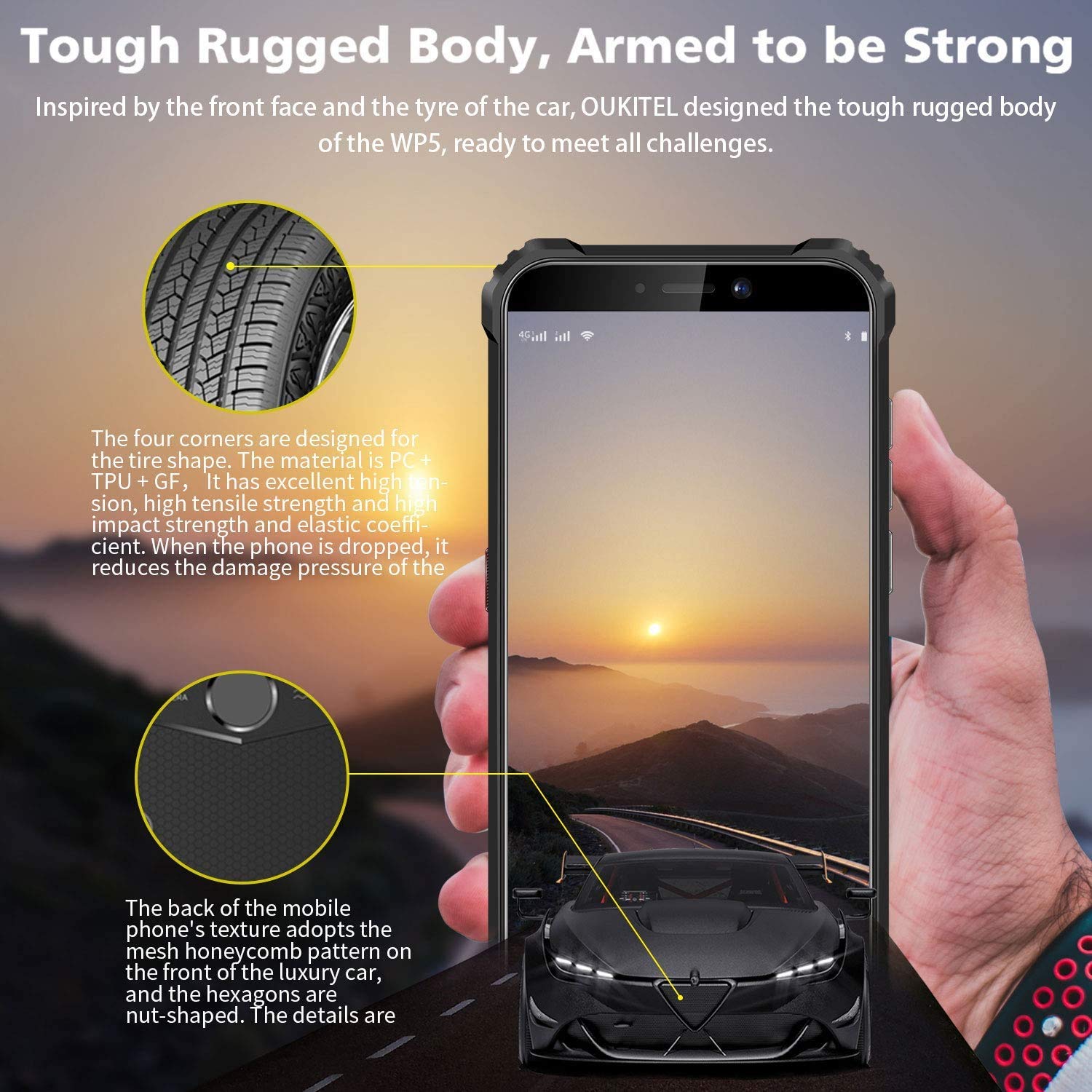OUKITEL Rugged Cell Phones Unlcoked, WP5 8000mAh Battery Android 10 Unlocked Cell Phones IP68 Waterproof,Global Version Face ID Fingerprint,Black