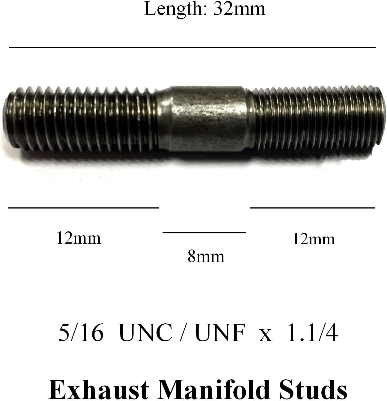 20 x Exhaust Inlet Manifold Studs. 5/16 UNC / UNF x 1.1/4. Length 32mm