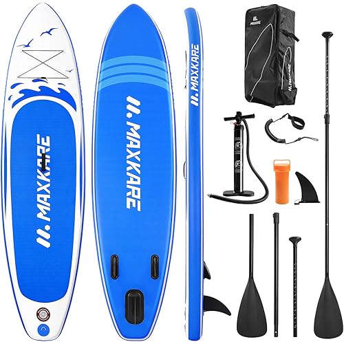 MaxKare Stand Up Paddle Board Inflatable SUP W Stand-up Paddle Board Accessories Backpack Paddle Leash Pump Non-Slip Deck ISUP Fishing Yoga Rigid Solid 10'× 30" ×6'' Inches Thick Adult & Youth & Kid