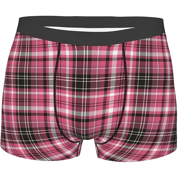 YOOJOO Men's Elastic Waistband Boxer Plaid Underwear 100% Cotton