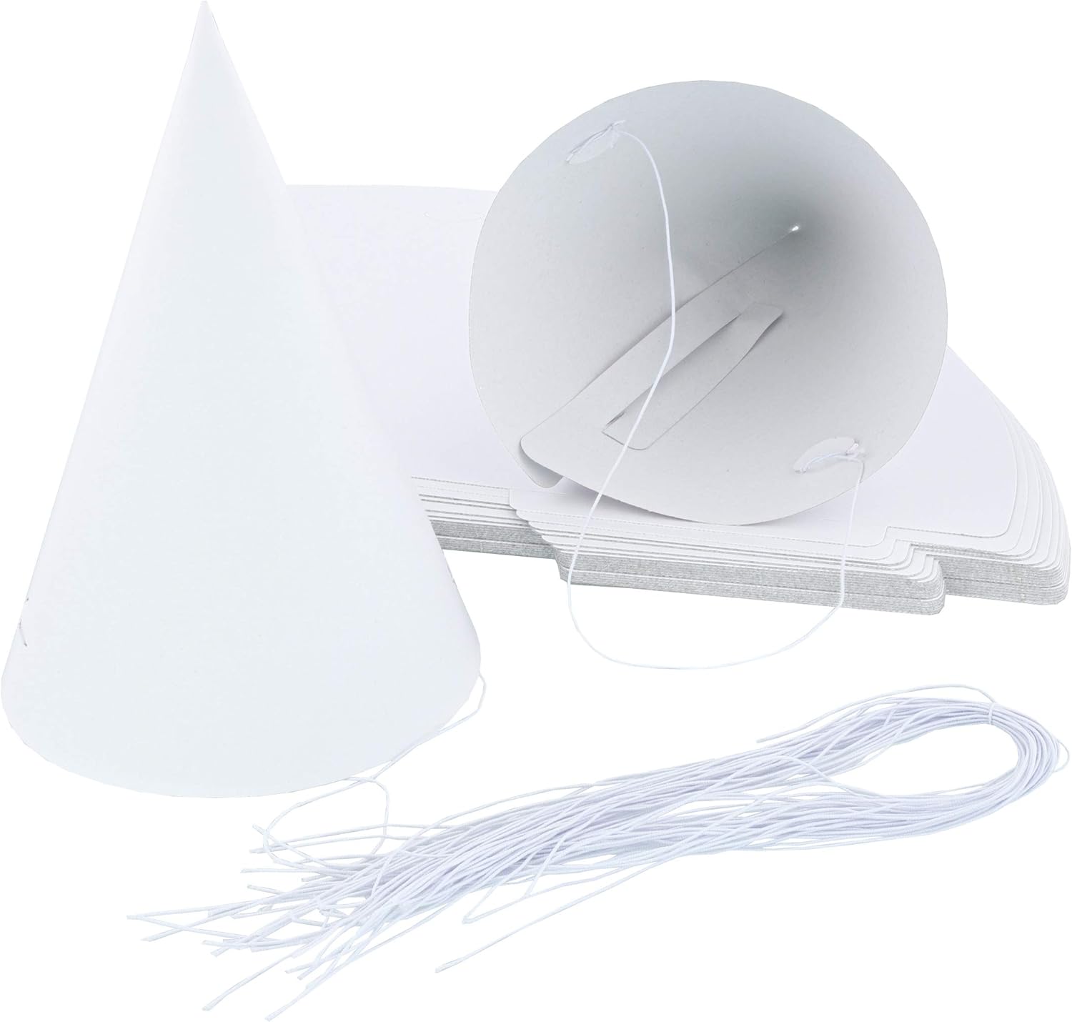 Kids Birthday Party Supplies, Cone Hat (White, 6 in, 50-Pack): Clothing