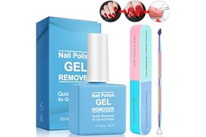 YLXYZUAD Nail Polish Remover with 7 Way Nail Buffer & Metal Silver Cuticle Pusher, Simple Easy Gel Nail Polish Remover Set for Home DIY and Salon (set #1)