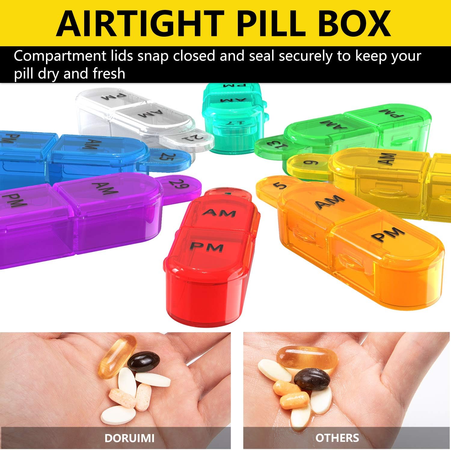 Monthly Pill Box Organiser 2 Times A Day Am Pm, Medicine Box with 32 Compartments to Hold Vitamin Pills - Image 5