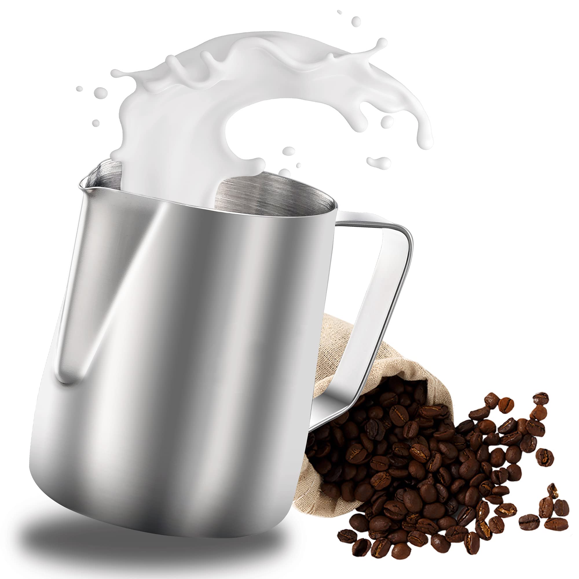 Milk Frother Jug Stainless Steel Milk Frothing Pitcher, 12oz/350ml Milk Coffee Cappuccino Latte Art Frothing Pitcher Barista Milk Jug Cup