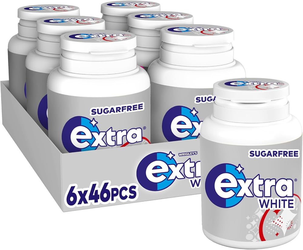 Extra White Classic Mint Sugar Free Chewing Gum 6 Bottles 46 Pieces Each