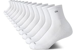 Calvin Klein Womens High Quarter Socks - 12 Pack Terry Cushion Breathable Athletic Crew Socks for Women (Shoe Size: 4-10)
