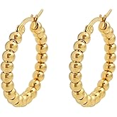 Edforce Stainless Steel Beads Hoop Earrings (27mm)