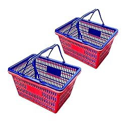Stackable Plastic Shopping Baskets, Red and