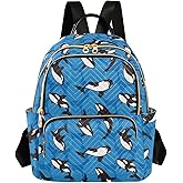 ALAZA Mini Backpack Purse for Women Lightweight Girls Small Size Orca Whale Blue School Teens College Traveling