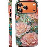 VSANT Compatible with iPhone 17 Pro Case 6.3”, Cute Floral Flower Patterns Shockproof Protective Aesthetic Phone Case with Stylish Designs for Women Girl, Blooming Pink Rose