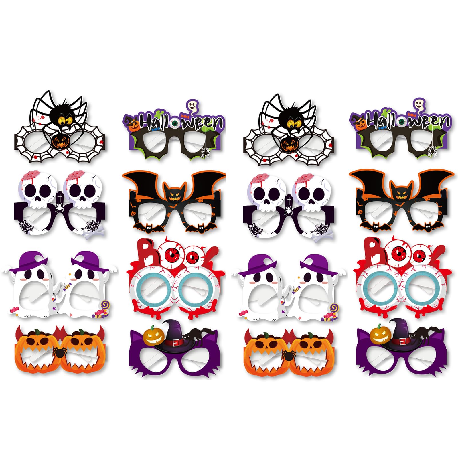 EULAPGOE Party Glasses, 16 pcs Halloween Party Glasses, Eyeglasses Frames Masquerade Masks Fancy Dress Funny Photo Booth Props, Funny Glasses Party Glasses Banquet Accessories