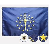 Double Sided Indiana State Flag 3x5 Outdoor The Longest Lasting IN Flags Heavy Duty 210D Nylon, Sewn Stripes, Embroidered Star, Stronger Brass Grommets,4 Stitched Hemming, Perfect for