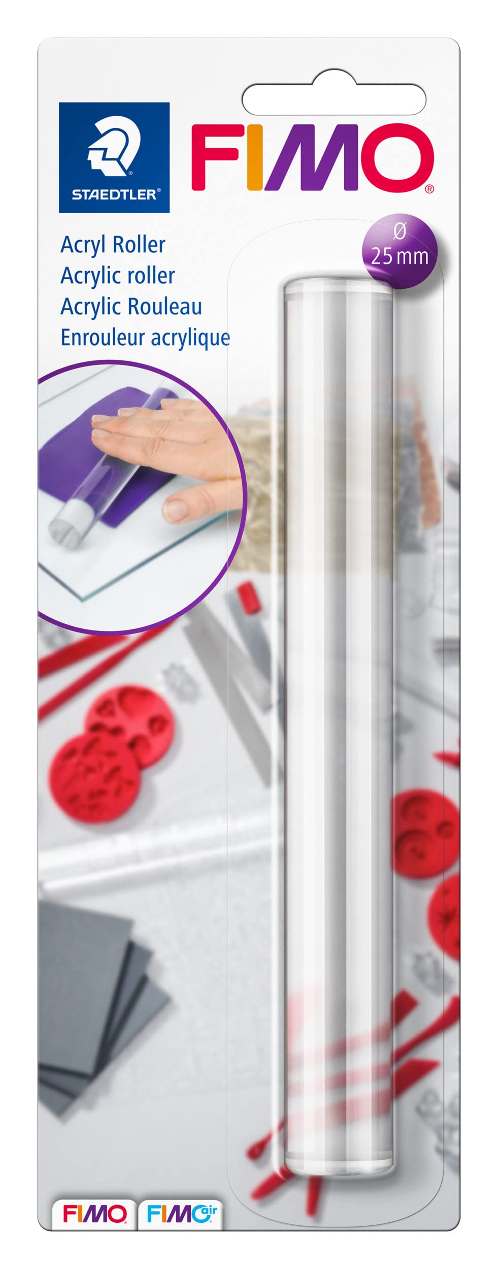 Fimo STAEDTLER 8700 05 Acyrlic Roller for Polymer Modelling Clay - Transparent, 20x2cm (Pack of 1)