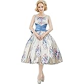miccostumes Women's 1950s Dress Vintage Retro Floral Cocktail Swing Sleeveless Dress with Bow