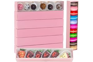 SLShePack 20Pack 12x2¼x2 Inch Strawberry Boxes Macaron boxes Chocolate Truffle Boxes Cookies boxes Bakery Boxes with Full Cle