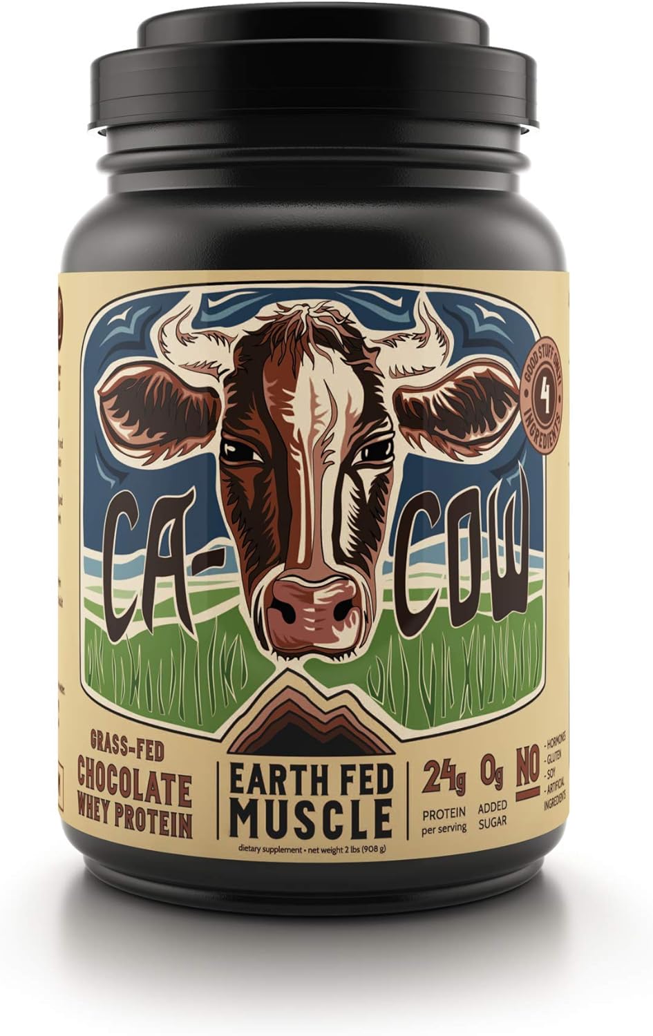 Amazon Com Earth Fed Muscle Ca Cow Chocolate Truly Grass Fed Whey 2lb No Fillers Flow Agents Or Synthetic Blends Soy Free Non Gmo And Hormone Free Chocolate Health Personal Care
