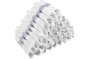 Joyido 50Guests Pre Rolled Silver Plastic Silverware Sets - Heavy Duty Silver Cutlery - Include 50 Pack Wrapped Disposable Utensils with Napkins for Parties & Dinners & Weddings