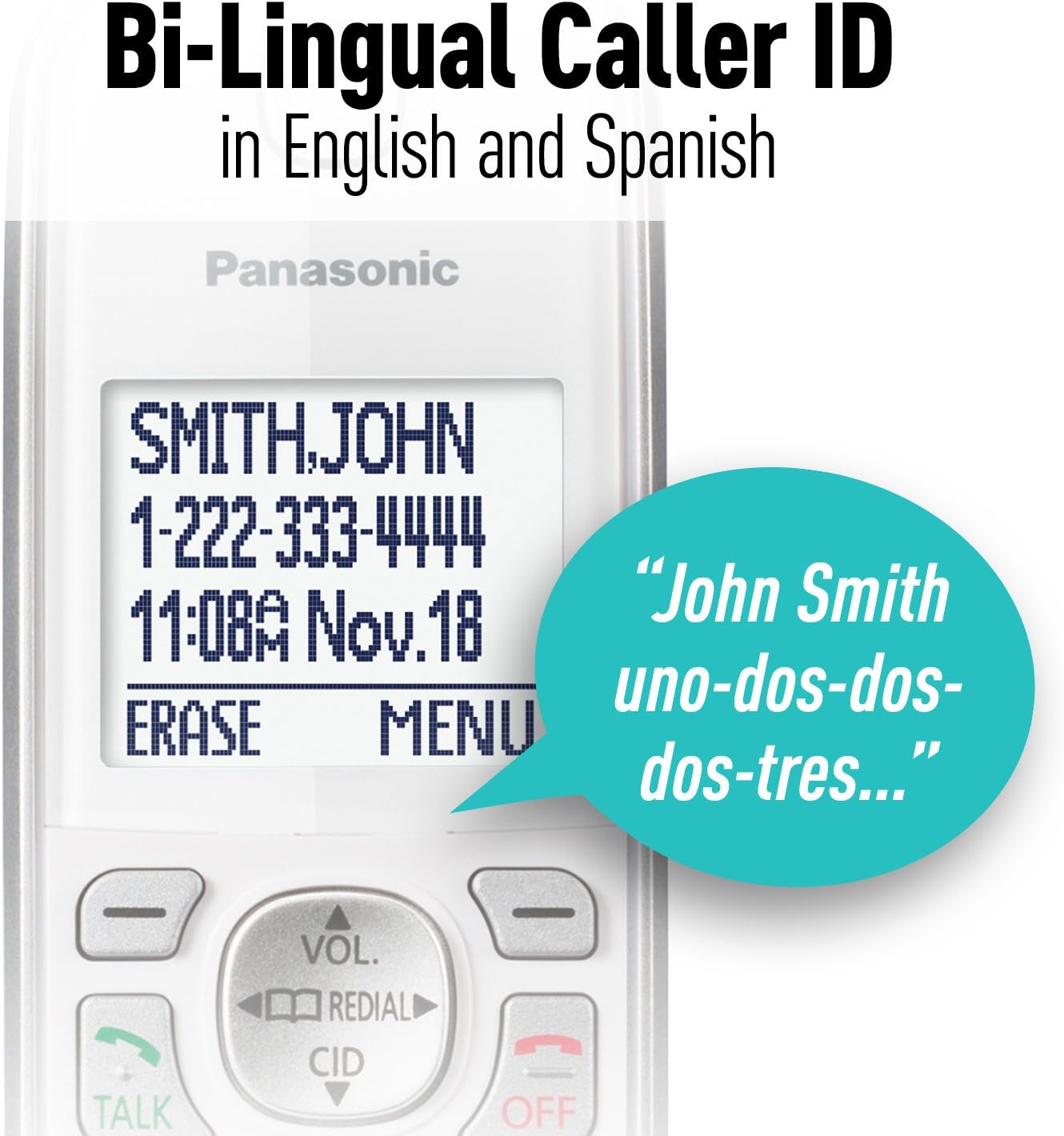 Panasonic DECT 6.0 Expandable Cordless Phone with Answering Machine and Smart Call Block - 2 Cordless Handsets - KX-TGD532W (White): Electronics