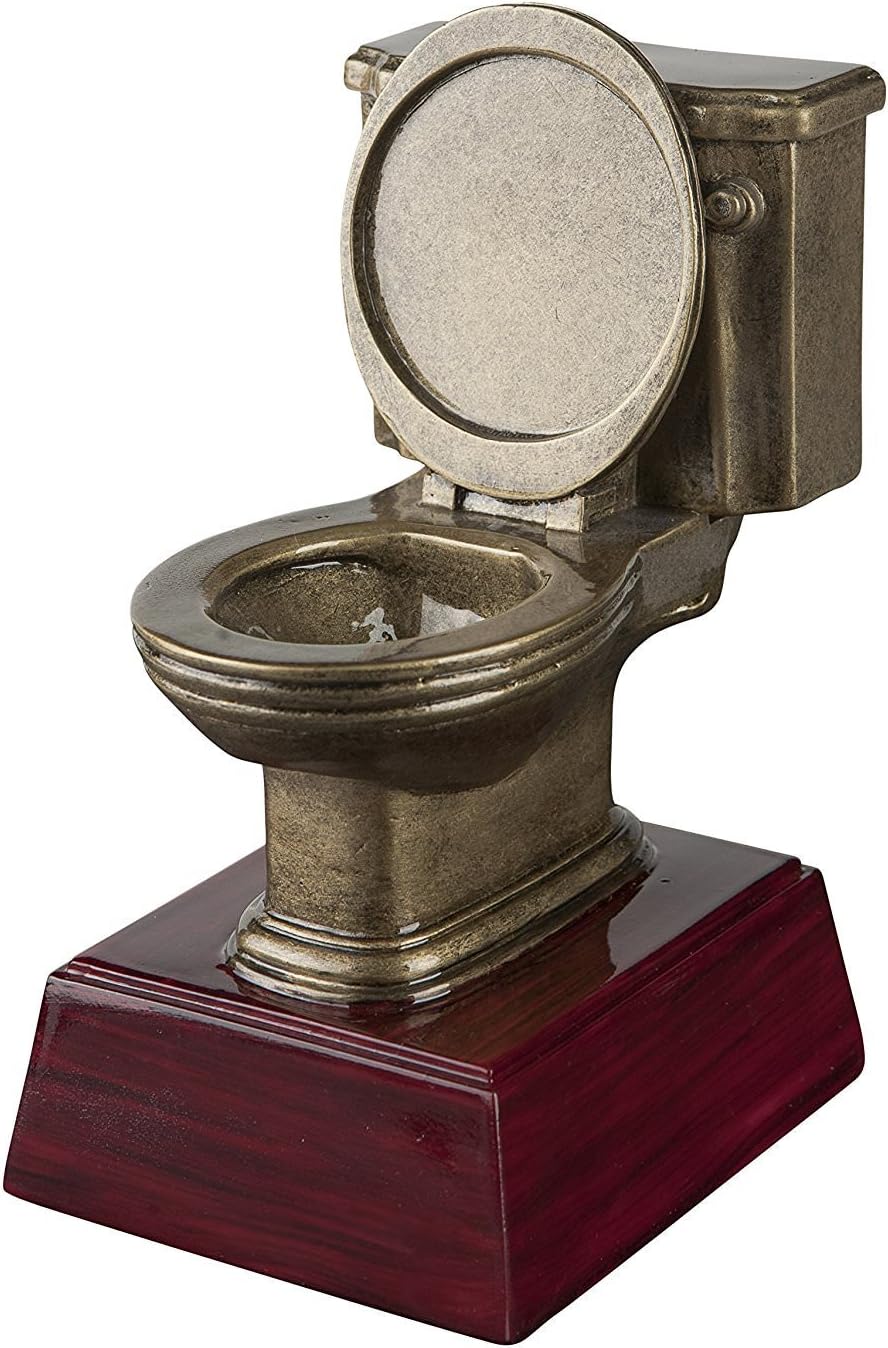Decade Awards Gold Toilet Bowl Loser Trophy - Potty Training Award - Last Place Award - 6 Inch Tall - Customize Now : Sports & Outdoors
