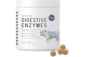 CHEW + HEAL LABS Digestive Enzymes with Probiotics for Dogs - 120 Soft Chews - Supports Healthy Digestive Tract, Helps Nutrient Absorption, Food Digestion, and Health Maintenance