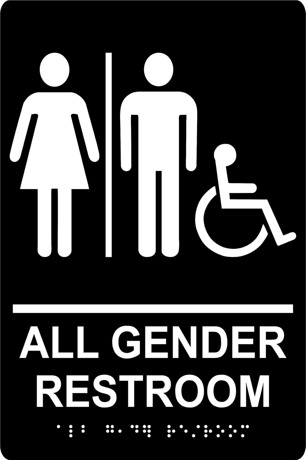 6x 9 Tactile Wall Sign All Gender Restroom Sign Grade II Braille Office 