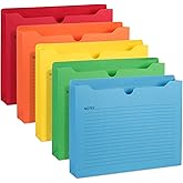 Blue Summit Supplies 25 Expandable File Folders, Letter Size, 2", Lined | Expandable File Jacket, Top Tab, Lined Note Front, 2 in Expansion Pocket, Assorted Colors, for Documents and Invoices