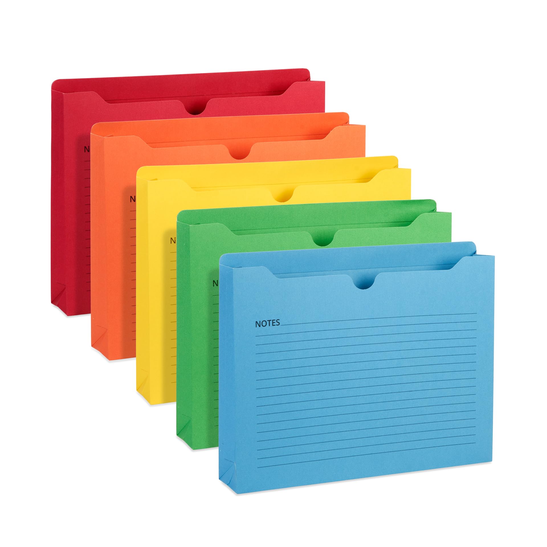 Photo 1 of Blue Summit File Jackets Letter Size 2 Inch Expansion, Lined Folders with Lines for Notes on Front, 2 inch File Jacket Folders, Top Tab Pockets, Assorted Colors, Expandable, 25 Pack