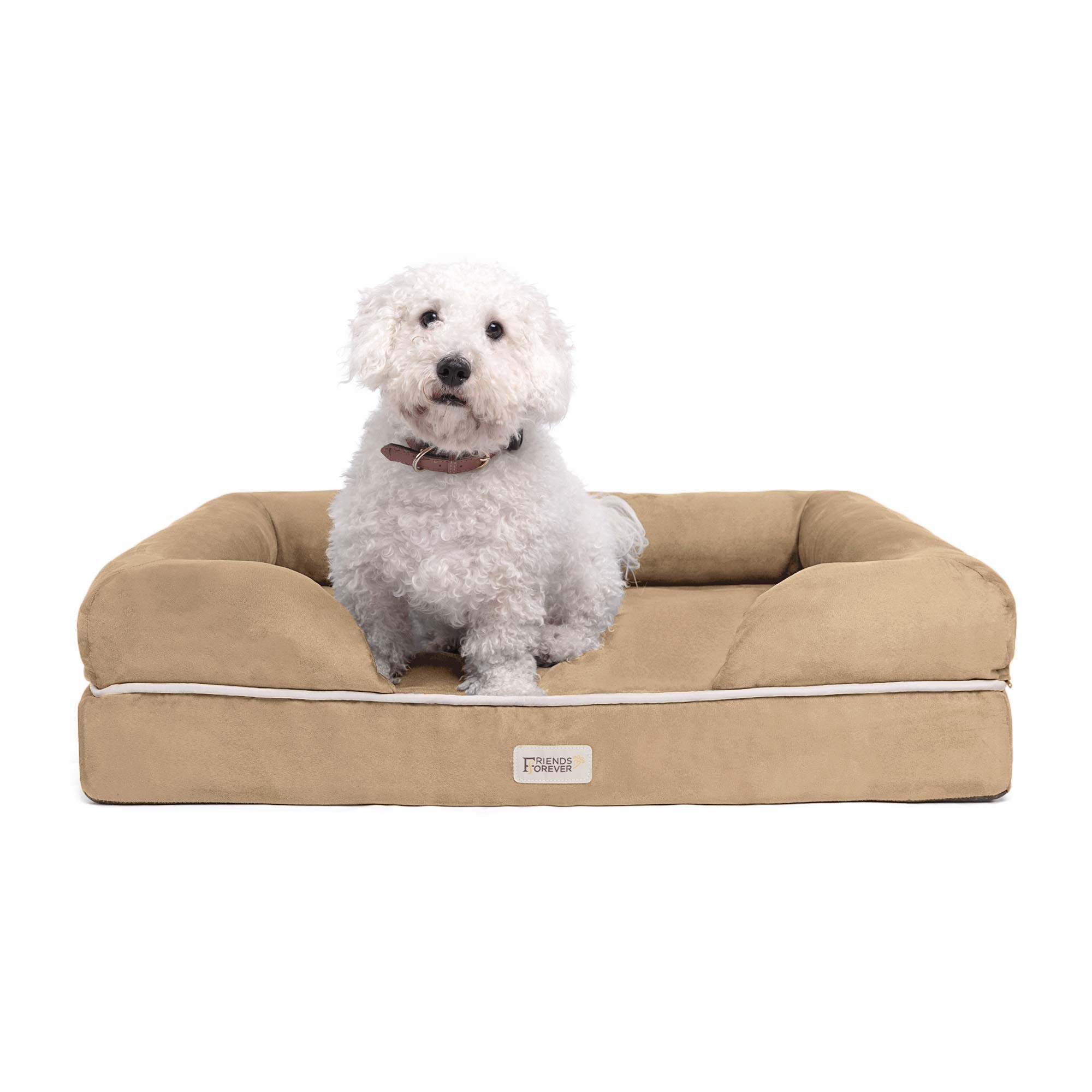 Chester Large Dog Bed - Orthopedic Memory Foam Mattress, Calming Couch, Wall Rim Pillow, Water Resistant, Washable Cover, Non-Slip, Khaki Beige Image Chester Large Dog Bed - Orthopedic Memory Foam Mattress, Calming Couch, Wall Rim Pillow, Water Resistant, Washable Cover, Non-Slip, Khaki Beige Image