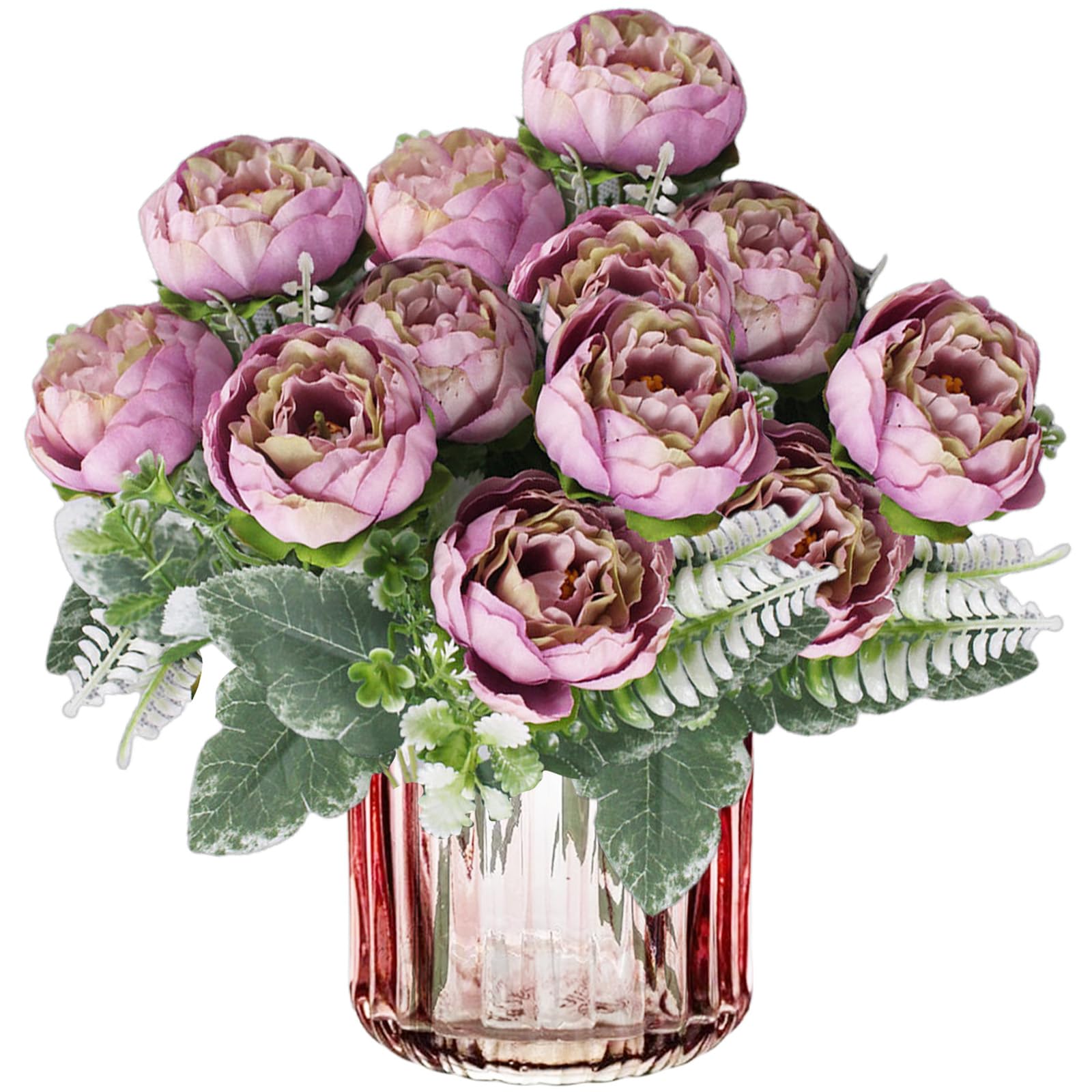 astylishome Artificial Flowers Outdoor Combo Set Fake Flower with Leaf Stems for DIY Wedding Bouquets Centerpieces Arrangements Decorations Bean Paste Pink 1002 — image 1