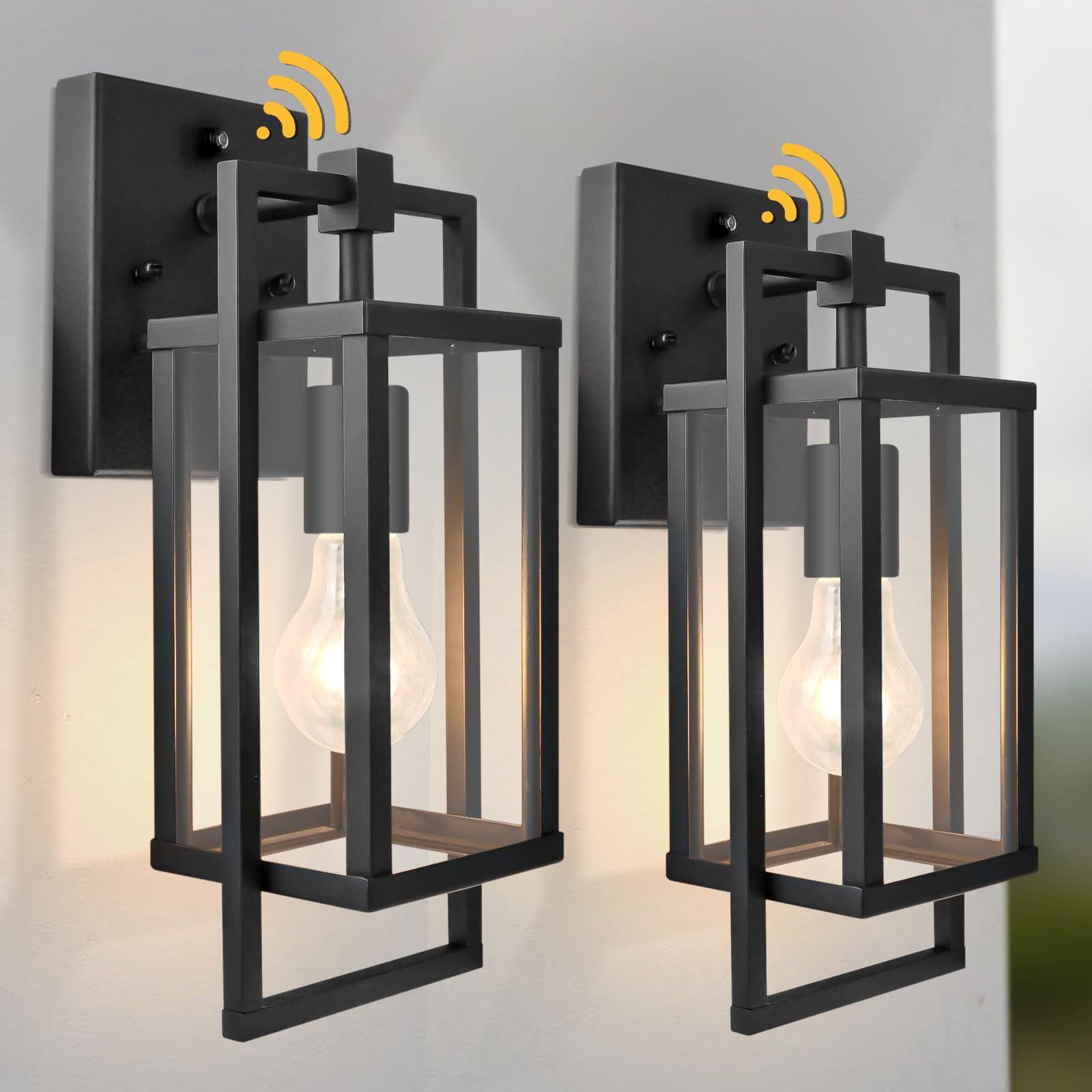 Photo 1 of ALVIME Dusk to Dawn Outdoor Wall Lights Fixture, Exterior Wall Lanterns, Porch Outside Garden Lamps Sconce for Entryway, Front Door Patio Garage, E26 Base&Toughened Glass 2-Pack