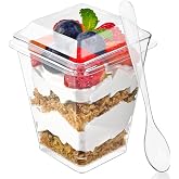 Zezzxu 150 Pcs 5 oz Small Dessert Cups with Lids and Spoons, Serves 50 | Mini Plastic Dessert Shooters Cups, Banana Pudding Cups, Jello Cups, Parfait Cups with Lids, Appetizer Cups for Parties