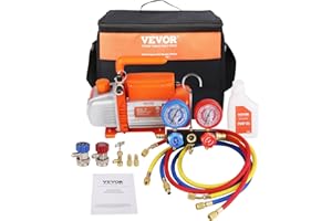 VEVOR 1/5 HP Single Stage Vacuum Pump, 3.5 CFM, 120V AC Air Conditioning Conditioner Vacuum Pump, 1/4" SAE Male 1/2" Acme Mal