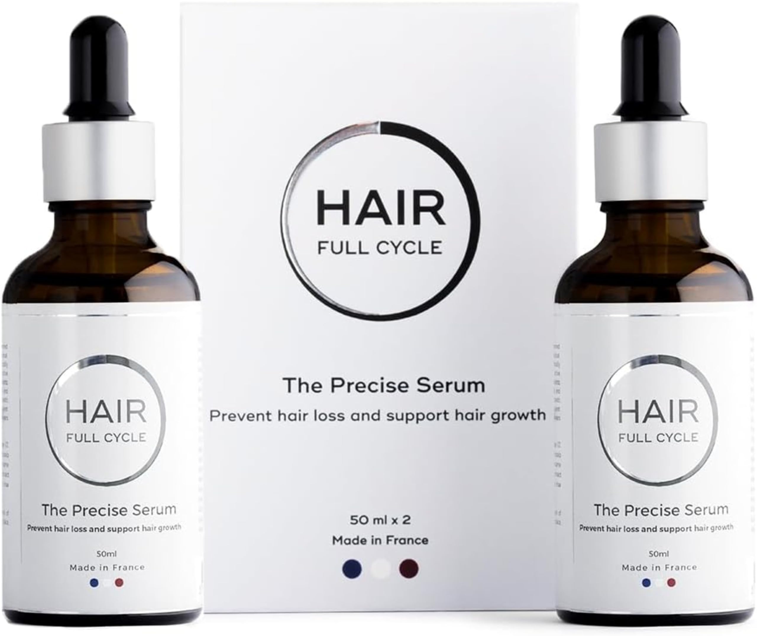 The Precise Topical Hair Growth Serum Made in France Helps Prevent Hair Loss, Promotes Hair Growth and Rejuvenates Ageing Hair - 35 Active Ingredients, For All Hair Types - x2 50ml