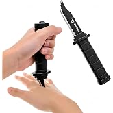 Cooplay 4pcs Retractable Fake Knife Realistic Toy Plastic Prop Black Dragon Pattern Handle Dagger Drop Point for Halloween Christmas Fools Day Party Cosplay Joke Gadget Prank Gag