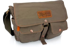 GEARONIC Men's Vintage Canvas Satchel College Military Shoulder Messenger Crossbody Bag