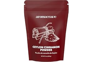 AROMACRAVE Ceylon Cinnamon Powder – True Cinnamon, 100% Natural & Pure, Kosher – Freshly Ground for Baking, Cooking & Beverages (8 Ounce)