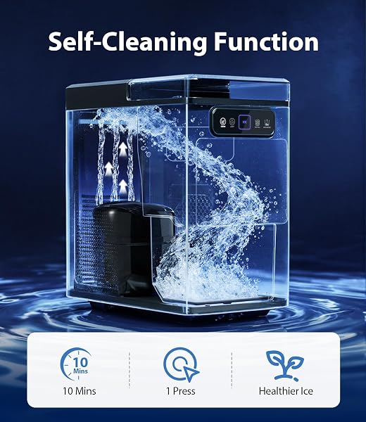 SENCRE NUGGET ICE MAKER 40LBS/DAY, COUNTERTOP ICE MAKER SOFT CHEWABLE ICE, ICE MAKERS ONE-CLICK & SELF-CLEANING, CRUSHED PELLET ICE MACHINE WITH SCOOP&BASKET FOR HOME/KITCHEN/OFFICE, STAINLESS SILVER