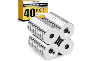 DIYMAG Rare Earth Round Magnets Heavy Duty, Powerful Hole Magnets for Fridge, Crafts, Office, Tool Storage, DIY-40 PCS