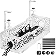 Under Desk Cable Management Tray No Drill, Cinati Upgraded Clamp Cable Management Box, Computer Cord Organizer for Desk, Desk Wire Management for Office, Home -No Damage to Desk (White)
