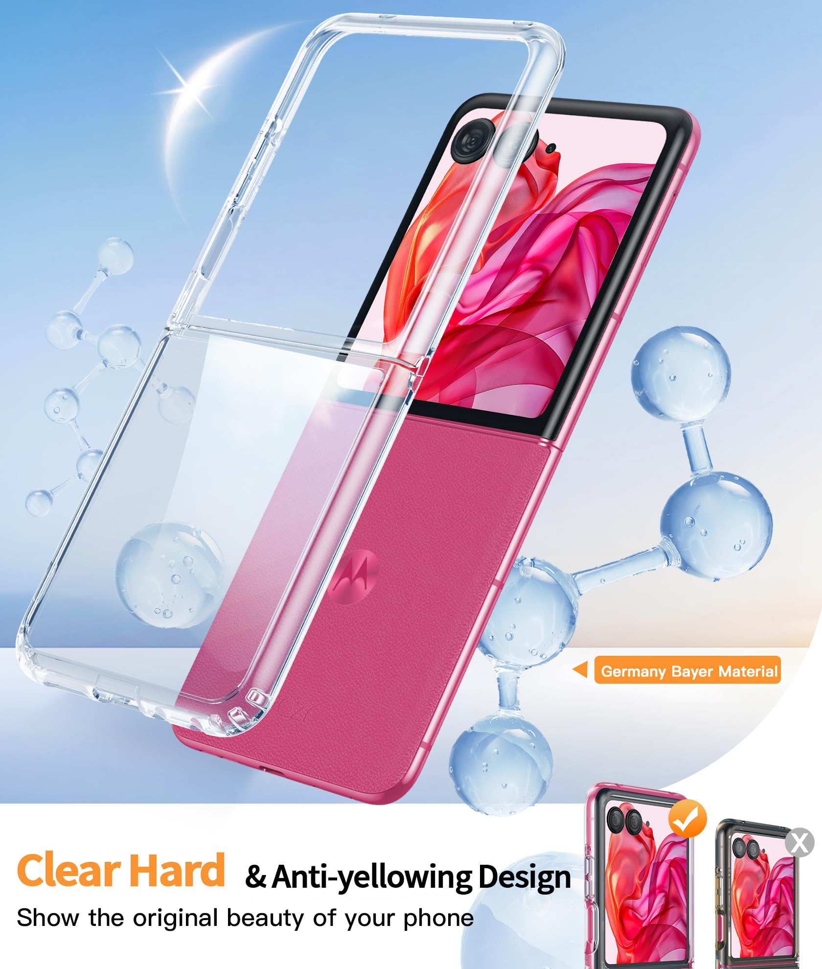 FNTCASE for Motorola Razr-Plus-2024/2025 Case: Shockproof Scratch Resistant Phone Cases for Moto Razr 50/60 Ultra Thin Foldable TPU Military Grade Hard Drop Protection Rugged Cover Crystal Clear