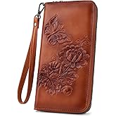 VIMUTI Womens Wallet Rfid Embossed Vegan Leather Multi Card Slots Wallets Large Capacity Wristlet Travel Purse for Women
