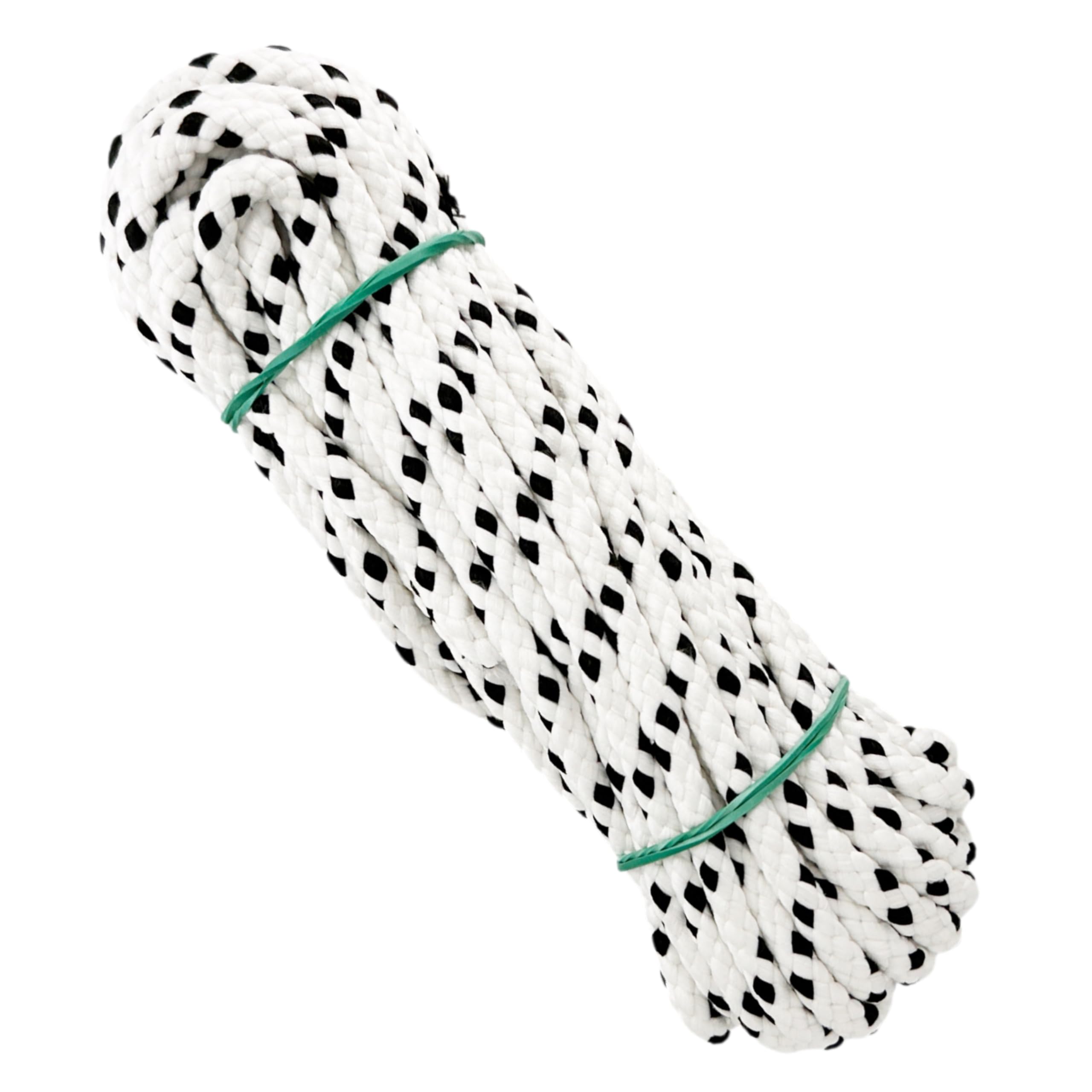 Matte polyester cord rope, 6MM * 10M, made in Spain, for DIY, awnings, camping, banners. White with Black