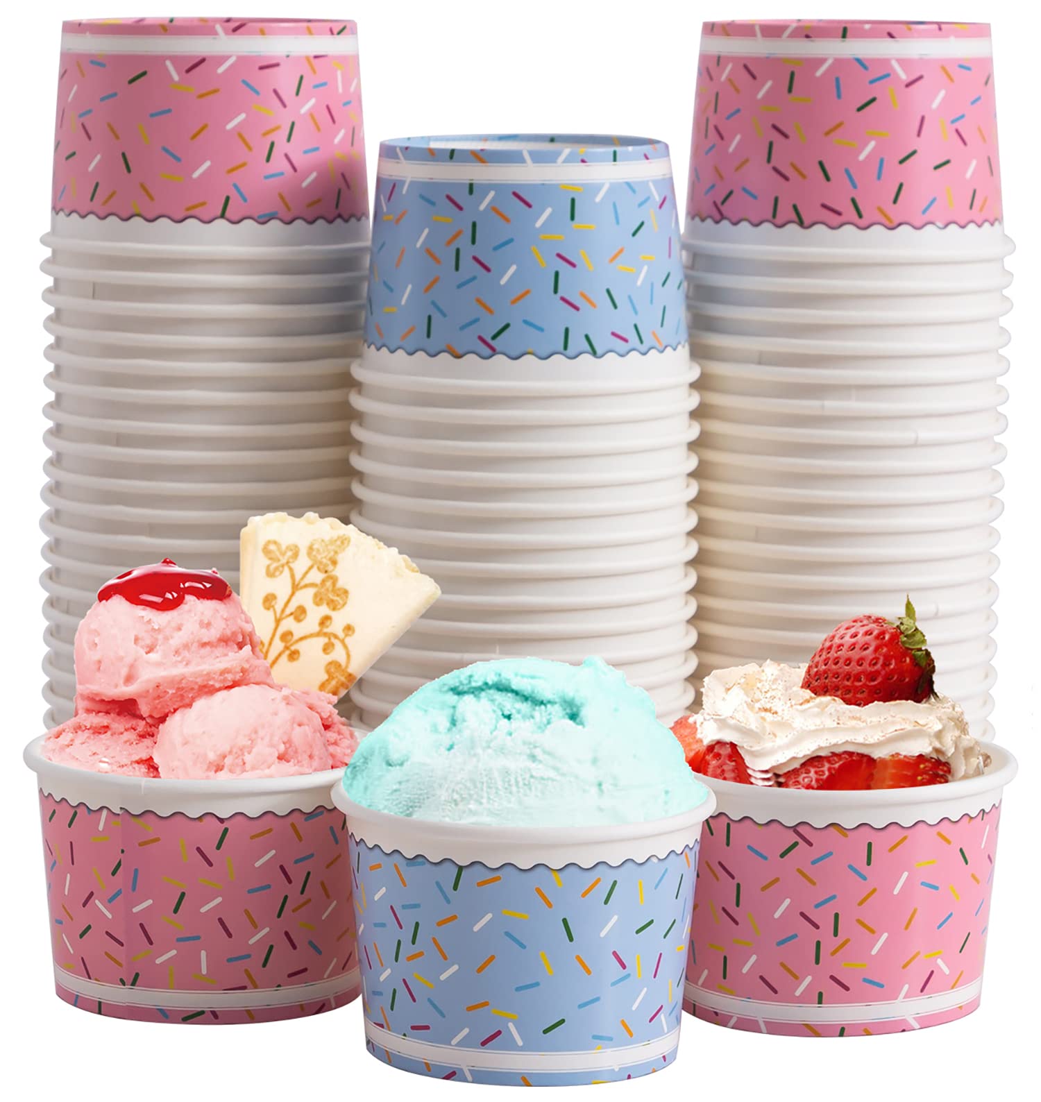 Photo 1 of Lamosi Ice Cream Bowls Disposable - 100 Count - 11 oz Paper Ice Cream Sundae Cups, Party Supplies Food Containers for Dessert Snack Frozen Yogurt Soup